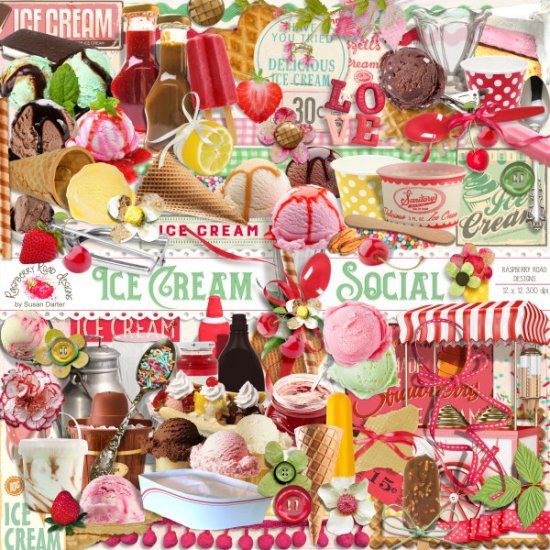 Ice Cream Social Element Set - Click Image to Close