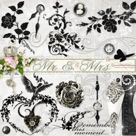 Mr & Mrs Black and White EmbellishmentSet