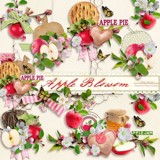 Apple Blossom Side Clusters Set 1 - Click Image to Close