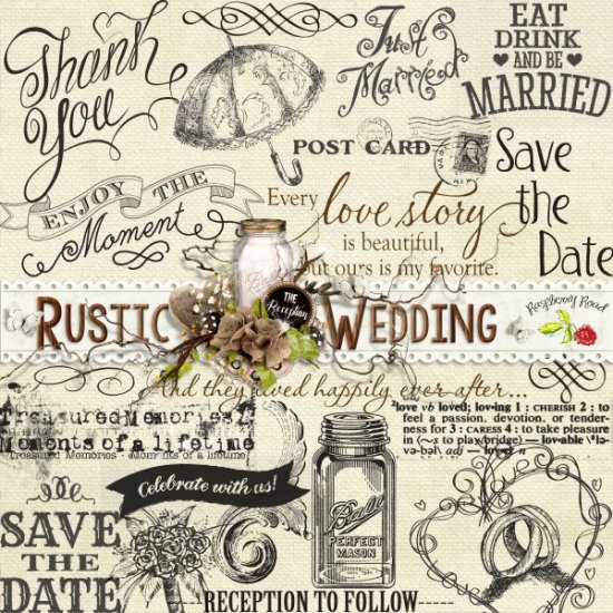 Rustic Wedding Digital Stamps - Click Image to Close