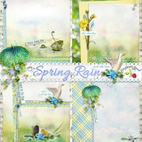 Spring Rain Stacked Papers