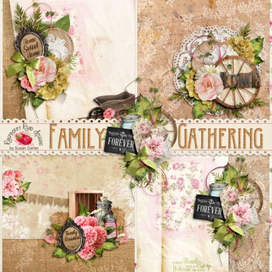 Family Gathering Stacked Papers - Click Image to Close