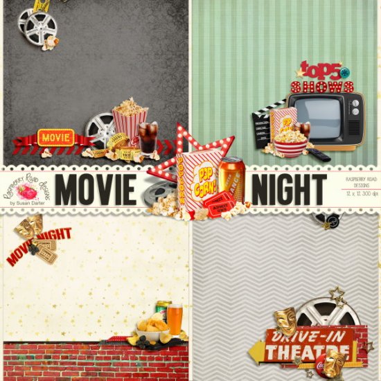 Movie Night Stacked Papers - Click Image to Close