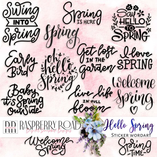 Hello Spring WordArt Stickers