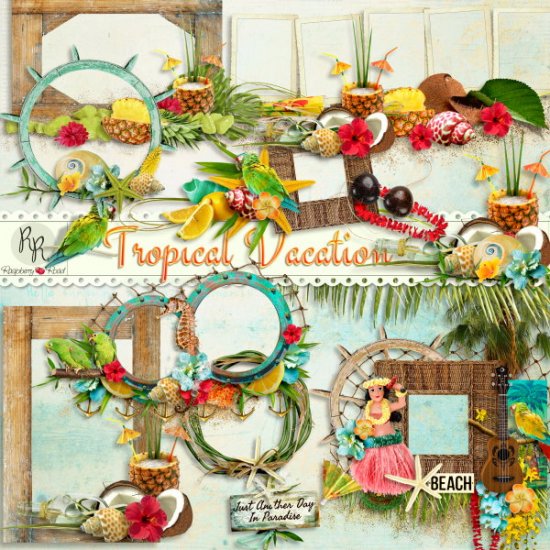 Tropical Vacation Cluster Set - Click Image to Close