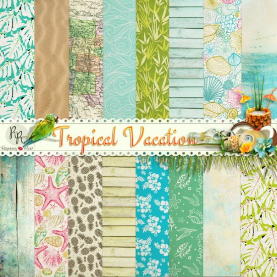 Tropical Vacation Paper Set - Click Image to Close