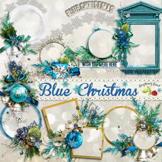 Blue Christmas Cluster Set - Click Image to Close