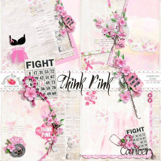 Think Pink Stacked Papers - Click Image to Close