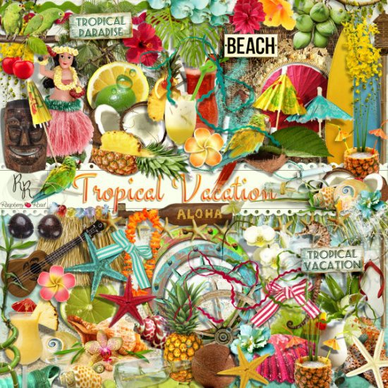 Tropical Vacation Element Set - Click Image to Close