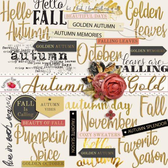 Autumn Gold Word Art - Click Image to Close