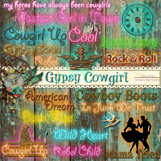 Gypsy Cowgirl Neon WordArt - Click Image to Close