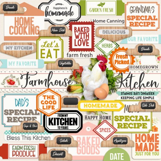 Farmhouse Kitchen Labels - Click Image to Close