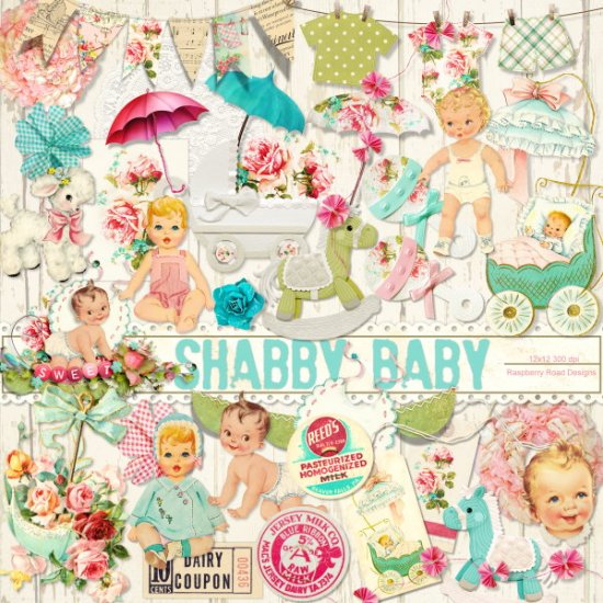 Shabby Baby Ephemera Set - Click Image to Close