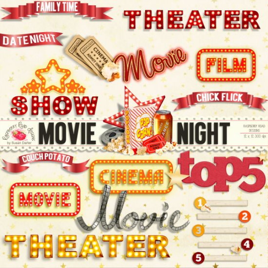 Movie Night Word Art - Click Image to Close