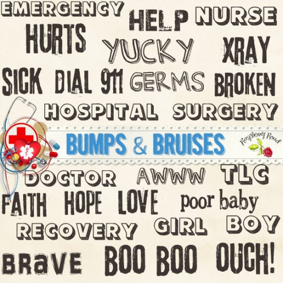 Bumps & Bruises Word Art - Click Image to Close