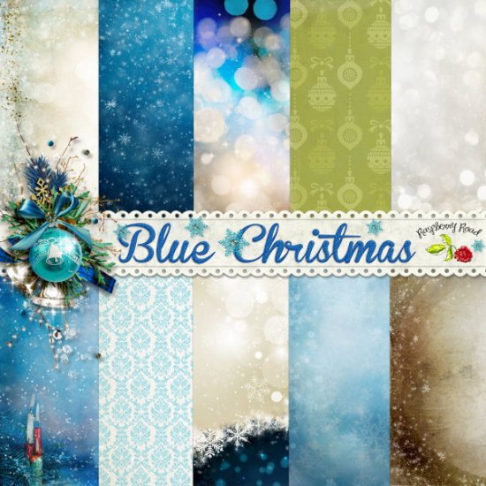 Blue Christmas Paper Set - Click Image to Close