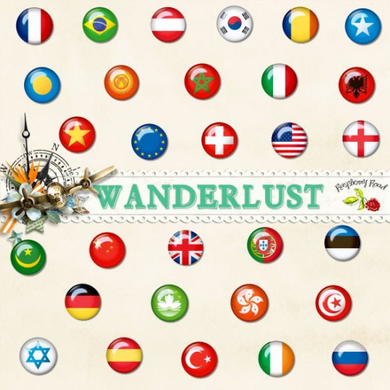 Wanderlust Flag Brads - Click Image to Close