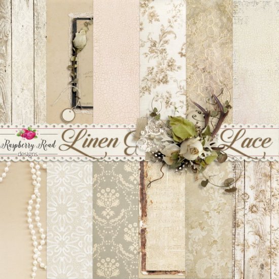 Linen And Lace Paper Set - Click Image to Close
