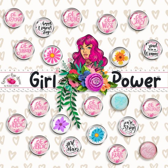 Girl Power Brads - Click Image to Close