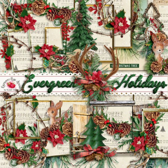 Evergreen Holidays Cluster Set - Click Image to Close