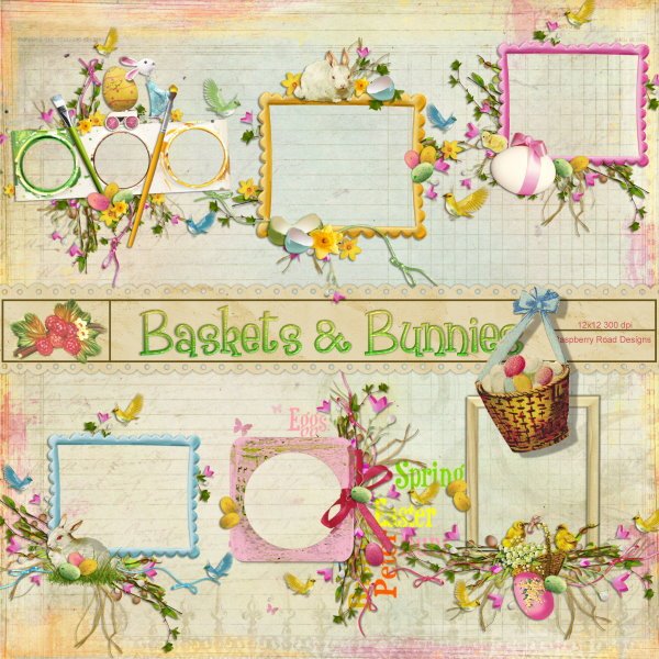 Baskets And Bunnies Cluster Set