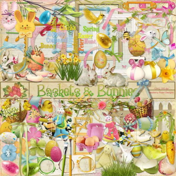 Baskets And Bunnies Element Set