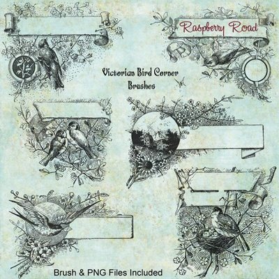 Victorian Bird Corner Brush Set