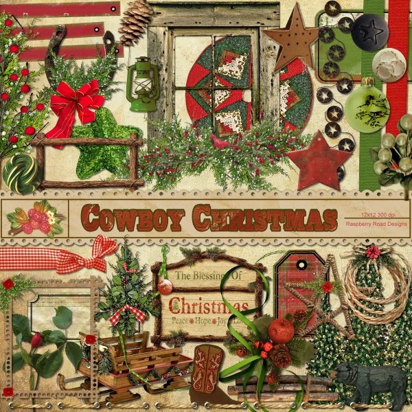 Cowboy Christmas Element Set 1