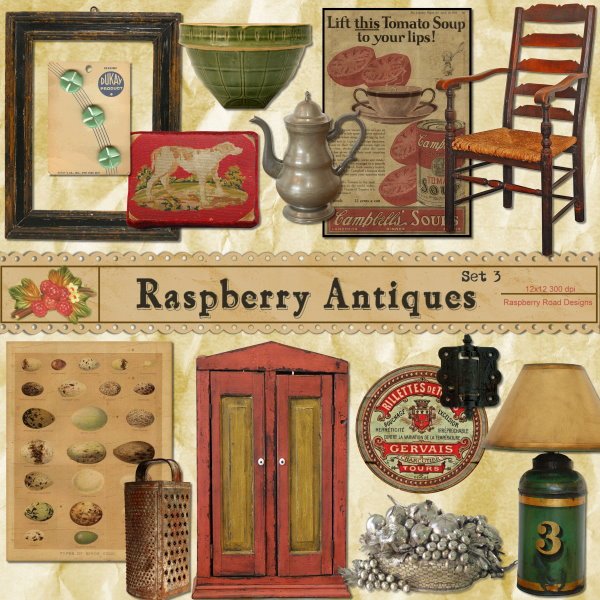 Raspberry Antiques Set 3