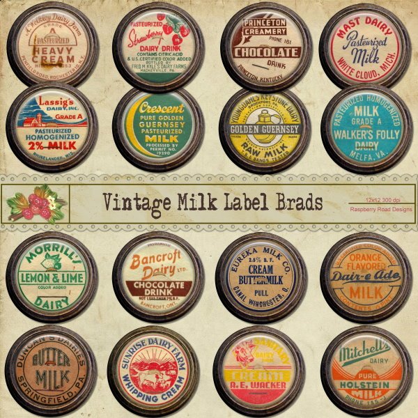 Vintage Milk Label Brads