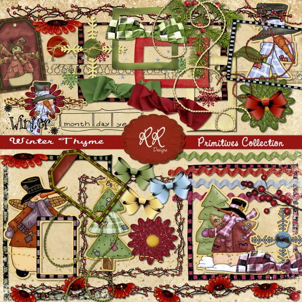 Winter Thyme Primitives Elements Set